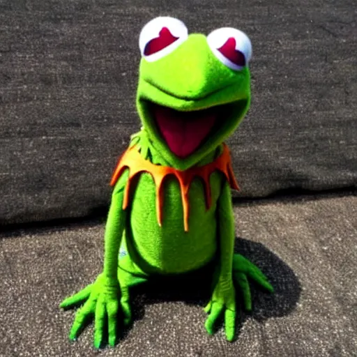 Prompt: Kermit dressed as spiderman.