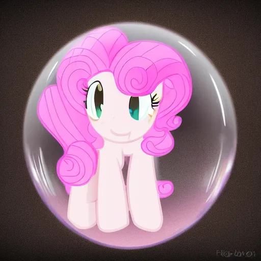 Image similar to Pinkie Pie 💓🐴 trapped inside a crystal ball 🔒🔮