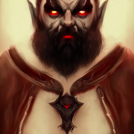 Prompt: portrait of bearded male dwarven vampire with intense evil red eyes like dracula, concept art, fantasy, artstation, hd 4 k