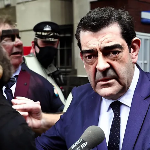 Image similar to evil dan andrews melbourne premier surrounded by swat team