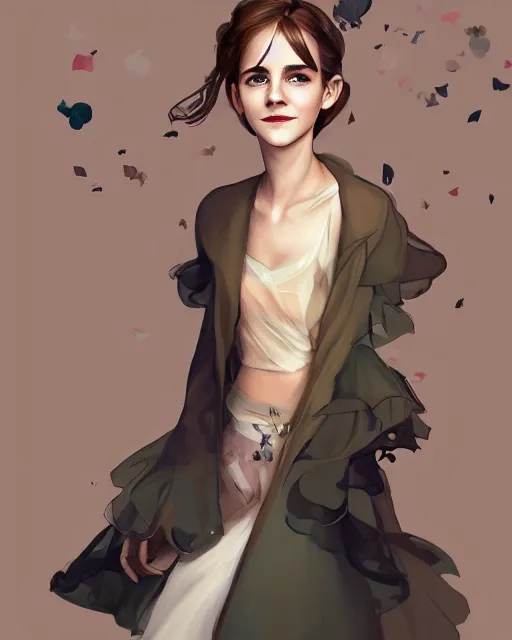 Image similar to beautiful full body Emma Watson smiling, art by Annegret Soltau, lois van baarle and loish and ross tran and rossdraws and sam yang and samdoesarts and artgerm, digital art, highly detailed, intricate, sharp focus, Trending on Artstation HQ, deviantart, unreal engine 5, 4K UHD image, 3D unreal 5, DAZ, hyperrealistic, octane render, cgsociety, Photolab, Lightroom, 4K, Dolby Vision, Photography Award