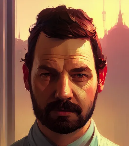 Image similar to highly detailed portrait nitsche in gta v, stephen bliss, unreal engine, fantasy art by greg rutkowski, loish, rhads, ferdinand knab, makoto shinkai and lois van baarle, ilya kuvshinov, rossdraws, tom bagshaw, global illumination, radiant light, detailed and intricate environment