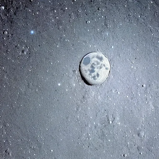 Prompt: photo of the moon with alien space station on it