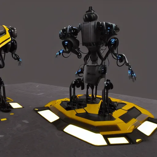 Image similar to hard surface, robotic platform, based on bumblebee, 6 claws, unreal engine