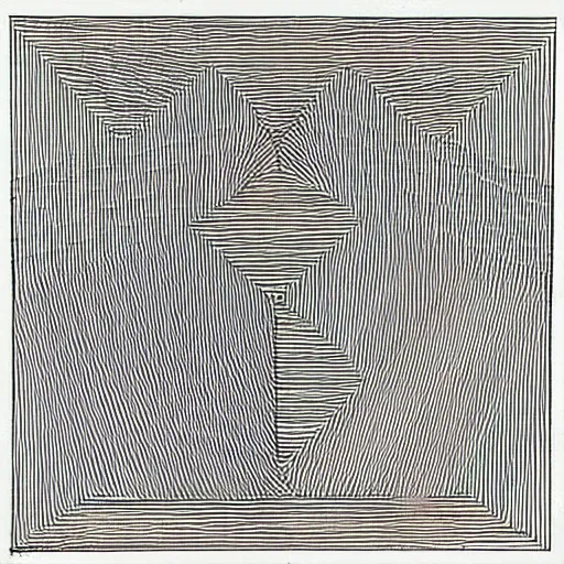 Image similar to an abstract drawing of hundreds of horizontal pencil lines on a white square, Sol LeWitt