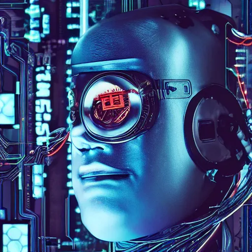 Image similar to Beautiful Photo of Arduino Uno in the robot's head.Cyberpunk. splatterpunk. 4K