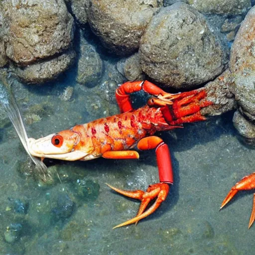 Image similar to fish eating a crayfish