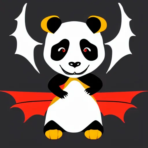 Image similar to vector art of panda with welsh dragon wings and tail, intercrossed, chimera, welsh flag, adobe illustrator