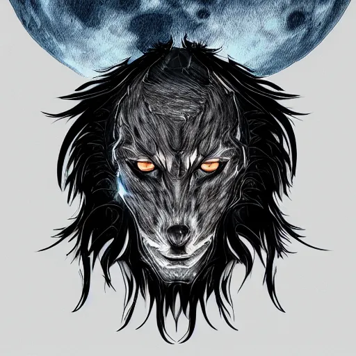 Prompt: werwolf transforming under the moon, 4k, digital art