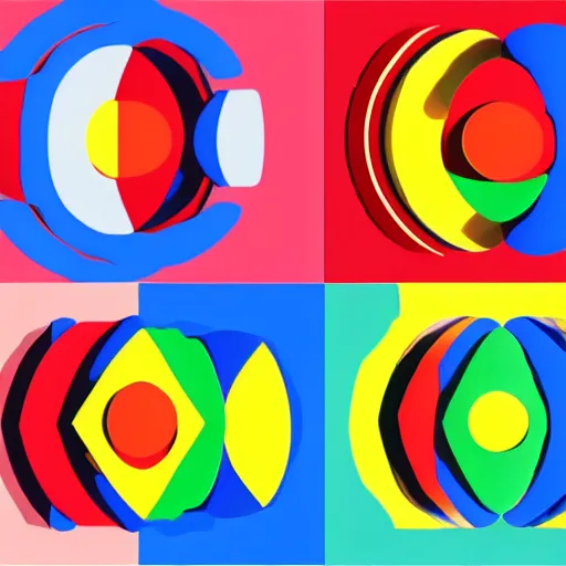 Prompt: pop art, 3d illustration, symmetrical shapes with different colors