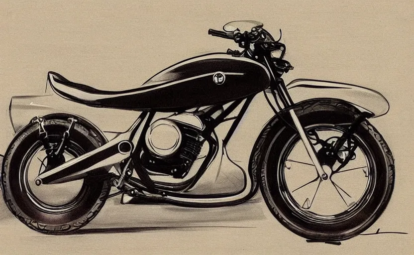 Image similar to 1 9 6 0 s yamaha sport motorcycle concept, sketch, art,