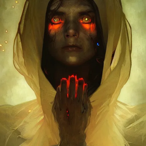 Image similar to A portrait of A zombie nun glowing black by greg rutkowski and alphonse mucha,In style of digital art illustration.Dark Fantasy.darksouls.hyper detailed,smooth, sharp focus,trending on artstation,4k