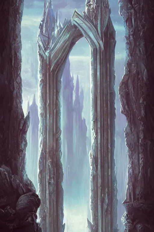 Prompt: beautiful digital mystical painting of broken pillars and pedestals fantasy gothic by greg rutkowki artstation