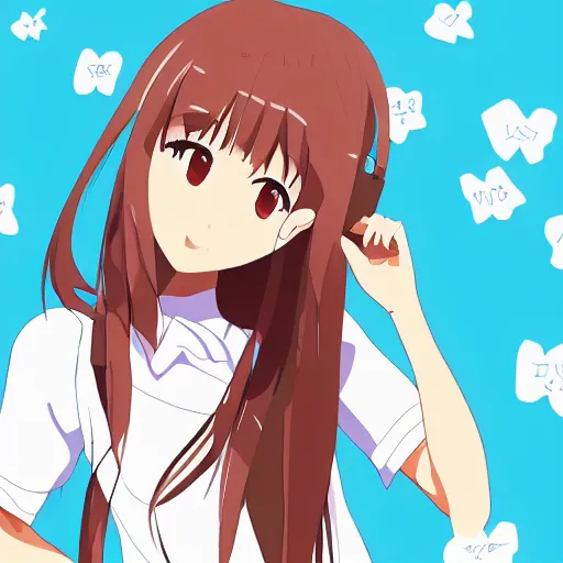 Image similar to a portrait of high school girl in the style of kyoto animation, Illustrator, in simple background, trending on pixiv