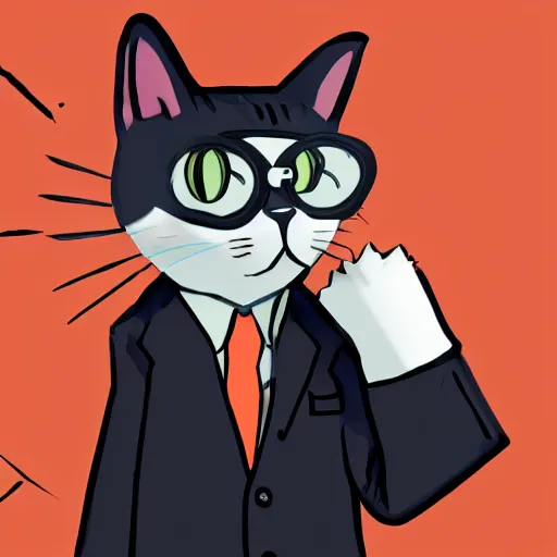 Prompt: a cat with binoculars and a suit in the style of arcane, portrait, 4 k, hd,