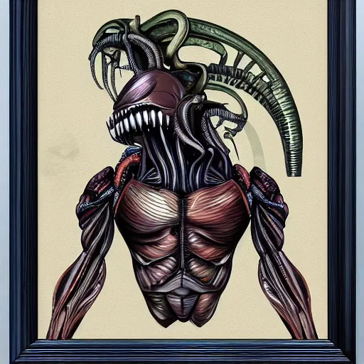 Prompt: Xenomorph Portrait Zulu Art