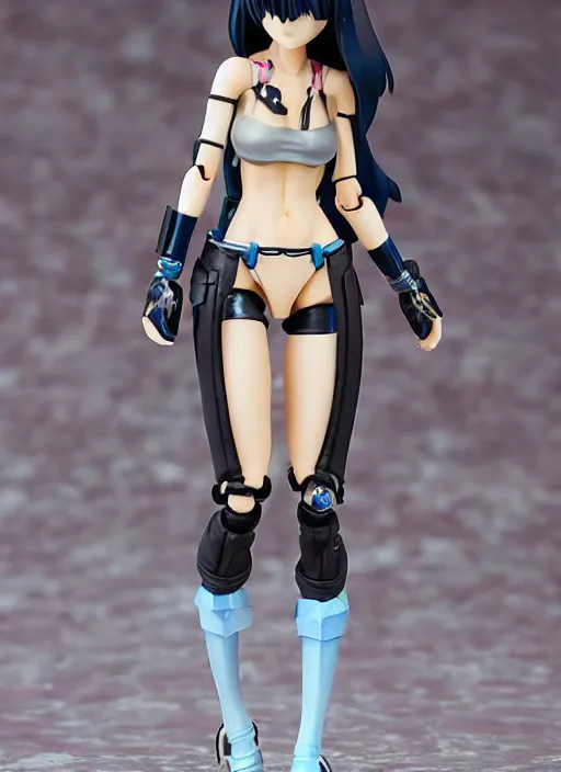 Image similar to Girl in cyberpunk style, portrait of the action figure of a girl, with bare legs，in the style of Kotobukiya ，anime figure