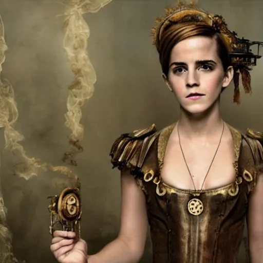 Image similar to emma watson as a steam punk dictator