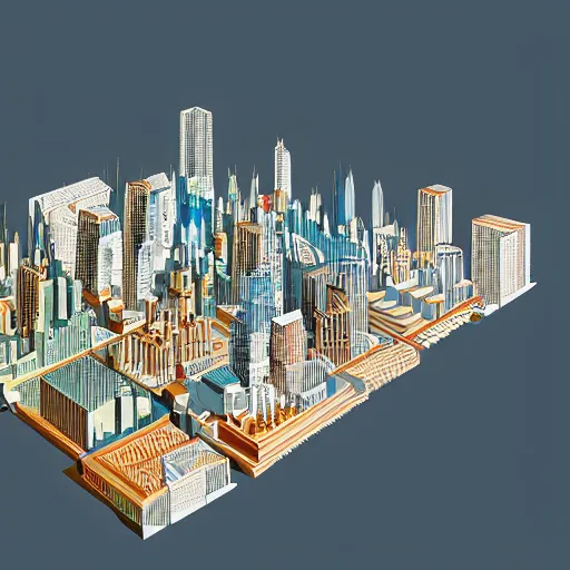 Prompt: a multilayer city with each layer having a different theme, by studio muti