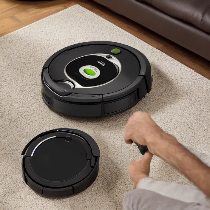 Image similar to A Roomba attachment with a stand and food tray to have a low effort robotic horderve waiter, product advertising, professional advertising, studio quality product