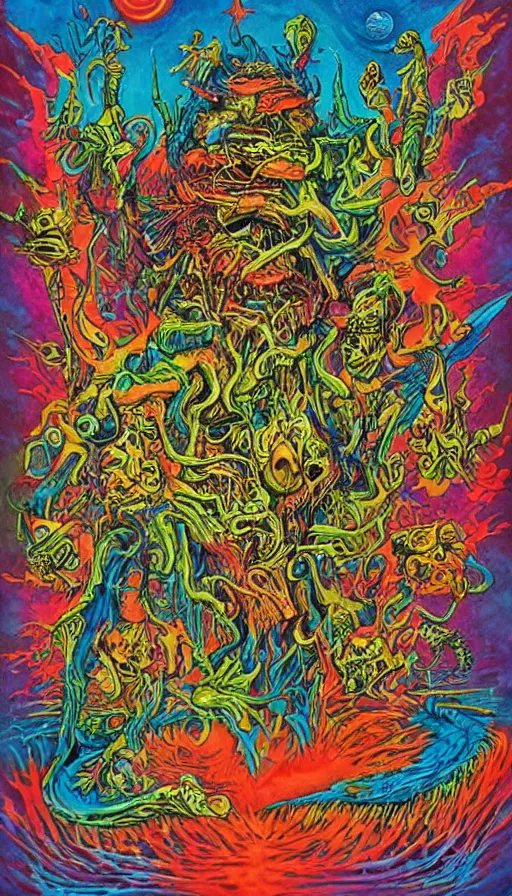 Prompt: psytrance artwork, by ed roth