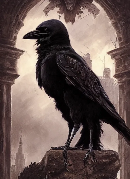 Prompt: digital _ painting _ of _ the crow _ by _ filipe _ pagliuso _ and _ justin _ gerard _ symmetric _ fantasy _ highly _ detailed _ realistic _ intricate _ port