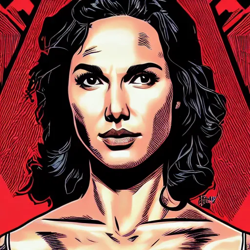 Image similar to portrait of gal gadot, by laurie greasley