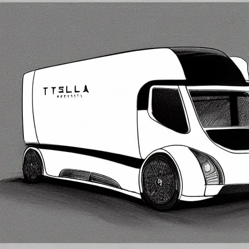 Image similar to handmade sketching of a tesla truck, made during the renaissance, sketch, hd