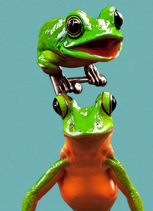 Image similar to a frog lifting weights,4k