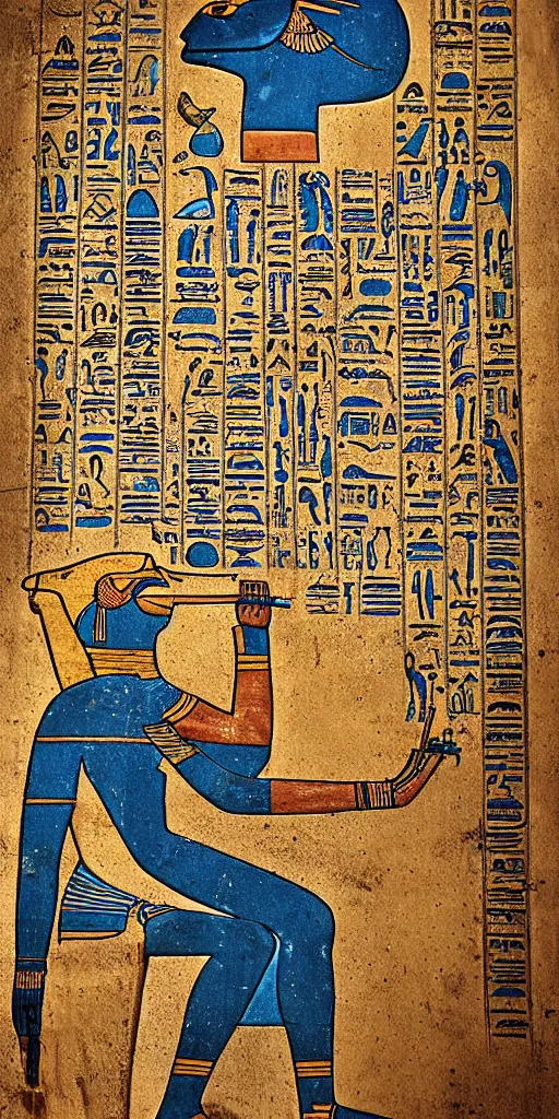 Image similar to egyptian hieroglyph blueprints to a spaceship