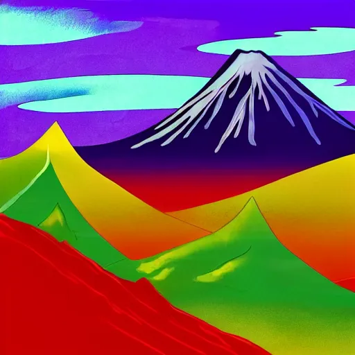 Prompt: a lonely mountain, colorful and saturated, digtal art