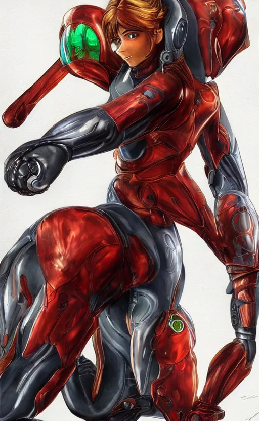 Image similar to samus aran bioorganic varia suit, energetic varia suit, full body portrait, highly detailed, intricate, concept art