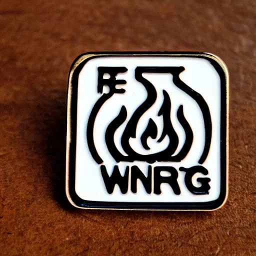 Image similar to retro minimalistic clean fire warning enamel pin