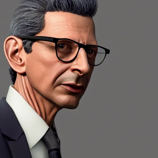 Image similar to hyperrealistic jeff goldblum, lifelike 3 d render inspired by istvan sandorfi & xiang duan, perfect facial symmetry, dim volumetric cinematic lighting, 8 k octane comprehensive render, extreme hyper - detailed attributes & atmosphere, intricate, impossibly lifelike composition, masterpiece, artstation, stunning,