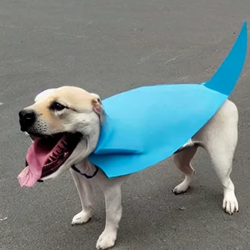 Image similar to Dog cosplaying badly as a shark