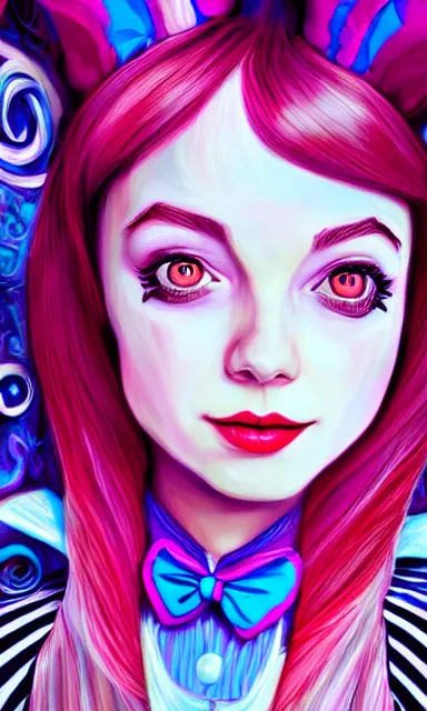 Image similar to alice, from alice in wonder land ( 2 0 1 0 ), portrait, sharp focus, digital art, trippy, concept art, dynamic lighting, art by emylie boivin, rossdraws