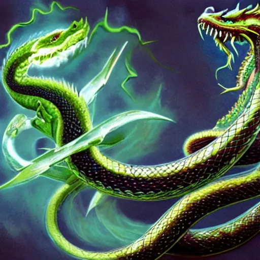 Prompt: hybrid of snake and dragon, satanic