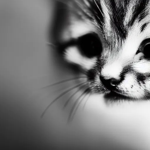 Prompt: macro photo of little tiny micro kitten, 35 mm,