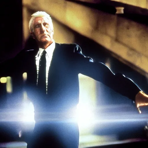 Prompt: leslie nielsen in movie the matrix