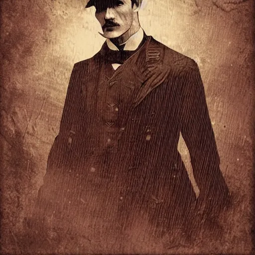 Prompt: steampunk nikola tesla art