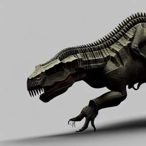 Image similar to gun in the style of a t - rex, award winning, unreal engine 5 render, volumetric fog, ray traced, award winning, intricate details, photorealistic, trending on cgsociety