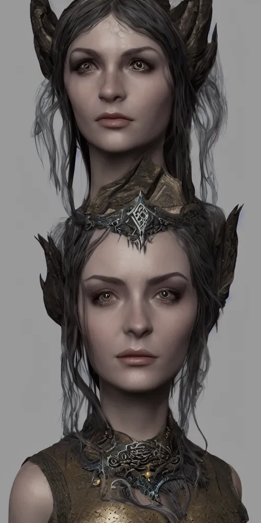 Prompt: an unreal engine 5 rendered portrait of a female fantasy priestess of an unknown species, artstation, deviantart, fantasy, lord of the rings, dungeons and dragons, 3d game portrait, rpg character portrait