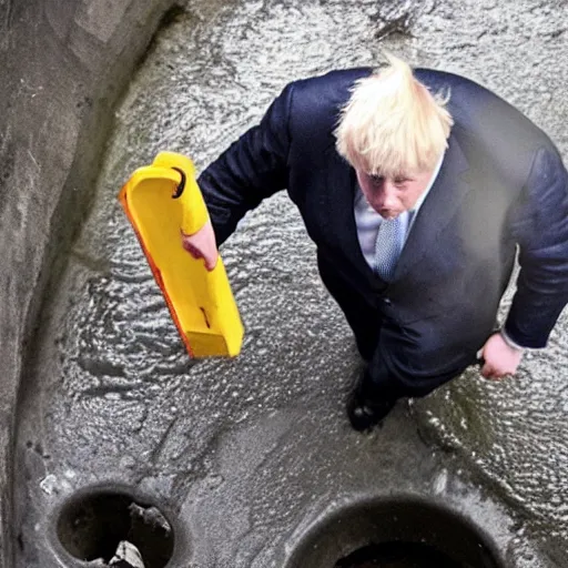 Image similar to photo of boris johnson lost in the sewers