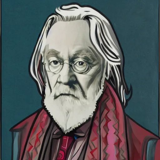 Image similar to dumbledore as art deco, painting