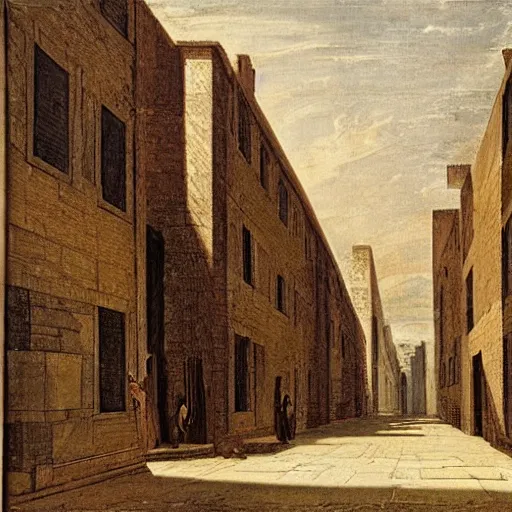 Image similar to the view down an alley, buildings in london by girolamo da catignola