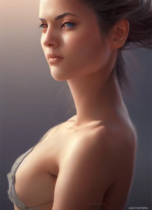 Image similar to top down photo of a gorgeous young woman in the style of stefan kostic, realistic, sharp focus, 8 k high definition, insanely detailed, intricate, elegant, art by stanley lau and artgerm