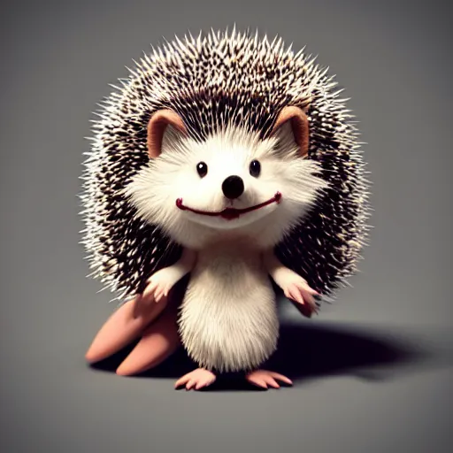 Prompt: cute fumo plush of a hedgehog girl with prickly spines, character design contest winner, silhouette, artstation, vray