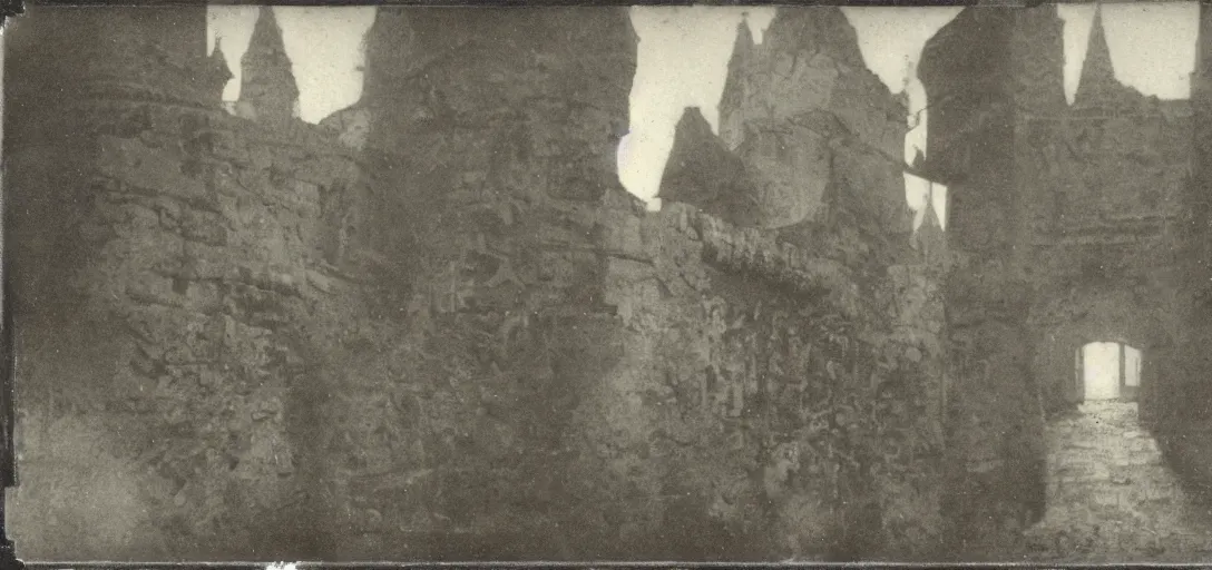 Prompt: dark souls 1910 poloroid photograph