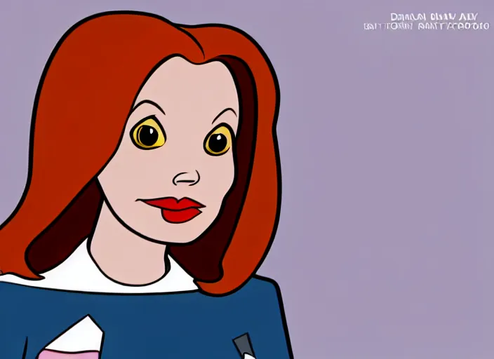 Image similar to dana scully in the style of 1 9 7 0's disney animation