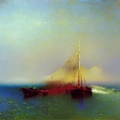 Image similar to by Ivan Aivazovsky and Odilon Redon